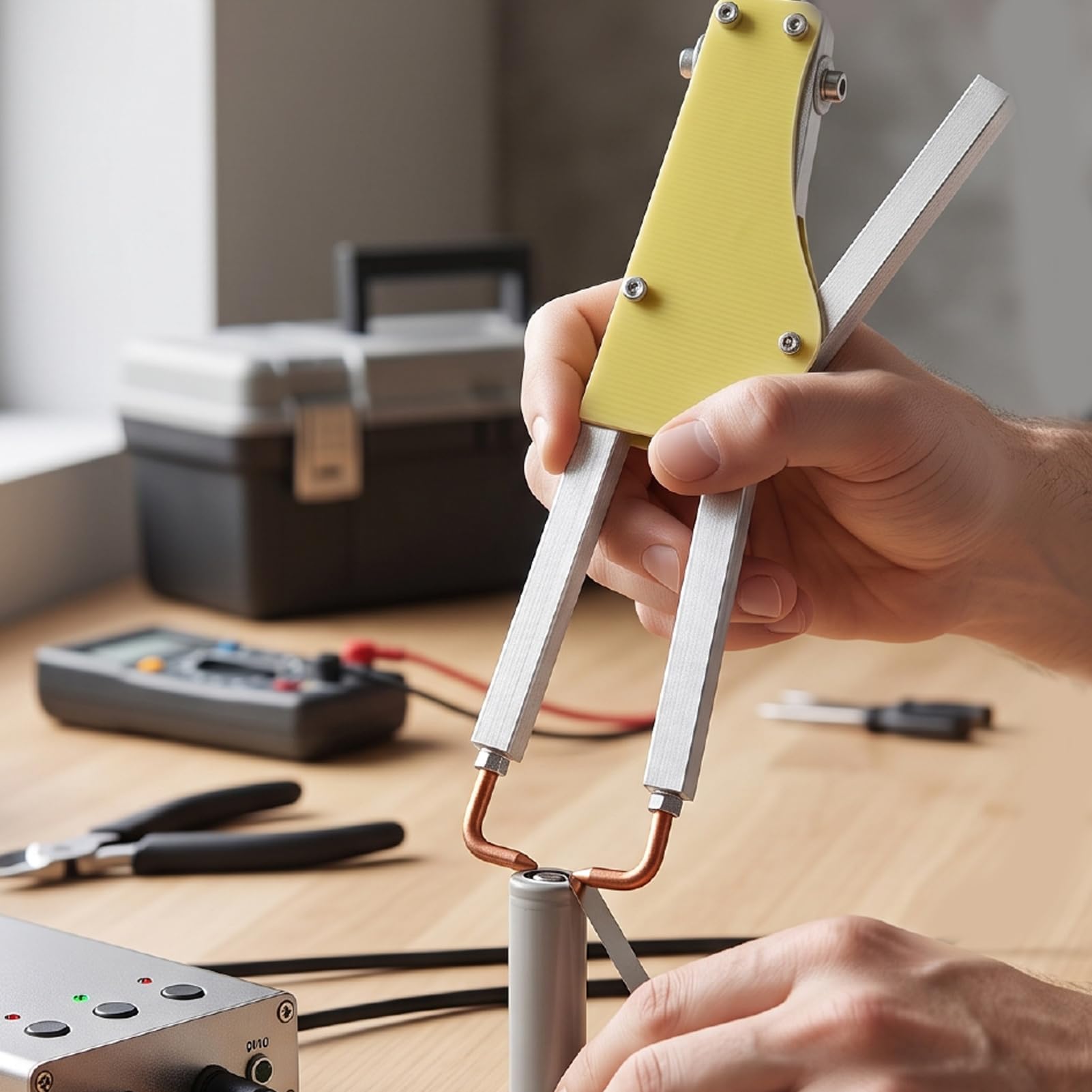 Pinza per Saldatura di Testa a Pressione Regolabile | Isolamento Scheda Ep, Struttura in Alluminio, Riparazione Scheda Batteria, Saldatura di Lamiere Sottili