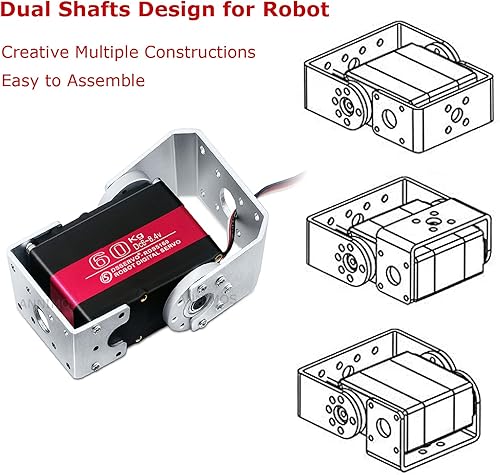 Miniatura 4 de 132.3 lbs Robot Servo Motor Alto Torque de Acero Inoxidable Engranaje Digital Dirección Servos Grandes con Soportes de Montaje