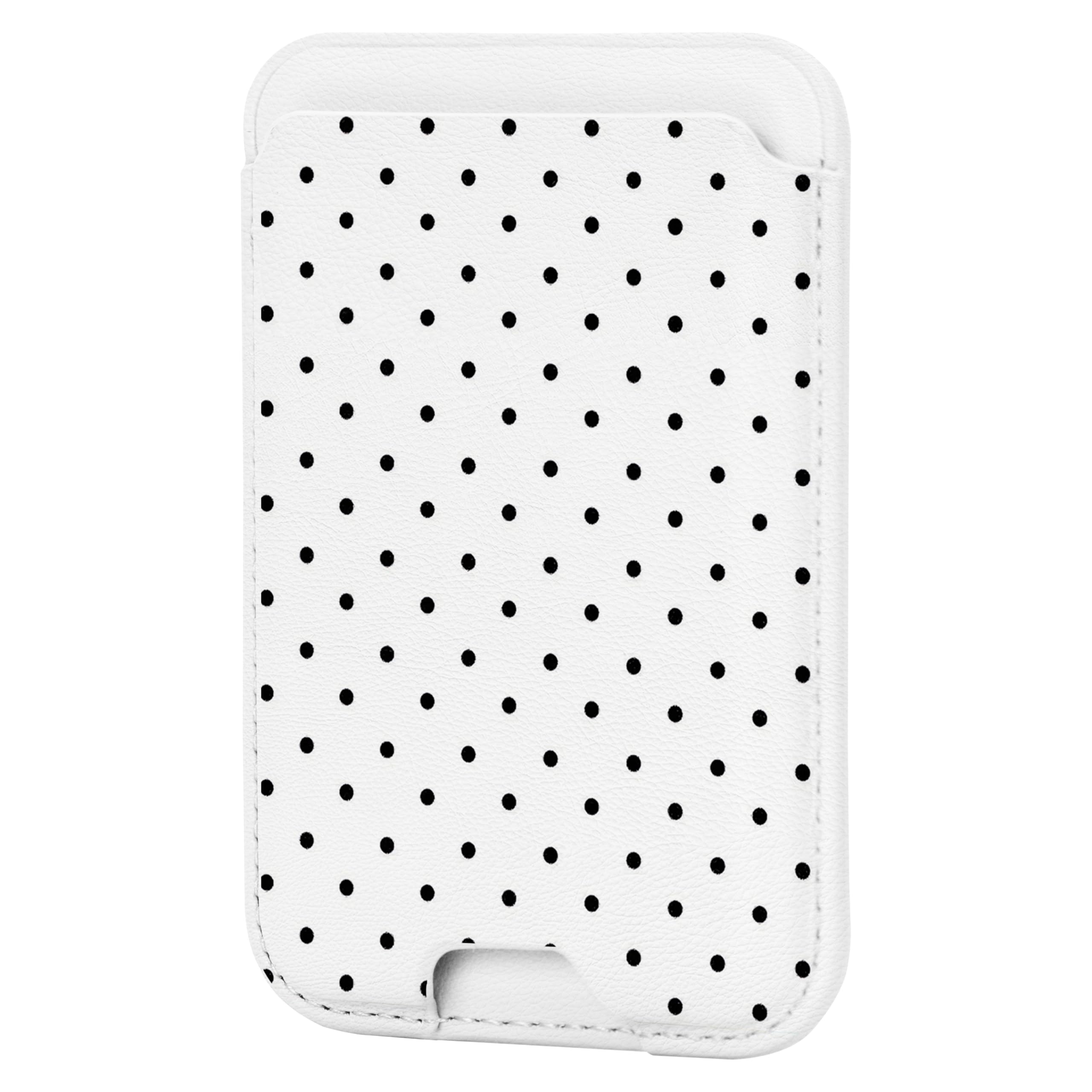 for MagSafe Card Wallet,Slim Leather Magnetic Phone Wallet Design Stick on Credit Card Holder for iPhone 16/15/14/13/12 Mini/Plus/Pro/Pro Max,Fit 3 Cards, White Polka Dots, 2 x 3 x 4-image-4