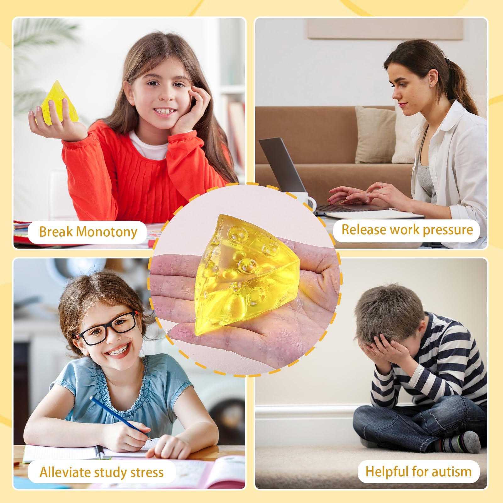 2 szt. Cheese Squishies, super miękka piłka antystresowa o powolnym wzroście, zabawka do wyciskania, uwalnia lęk, fidget, nowość, prezenty urodzinowe, nagrody w klasie, 2 szt