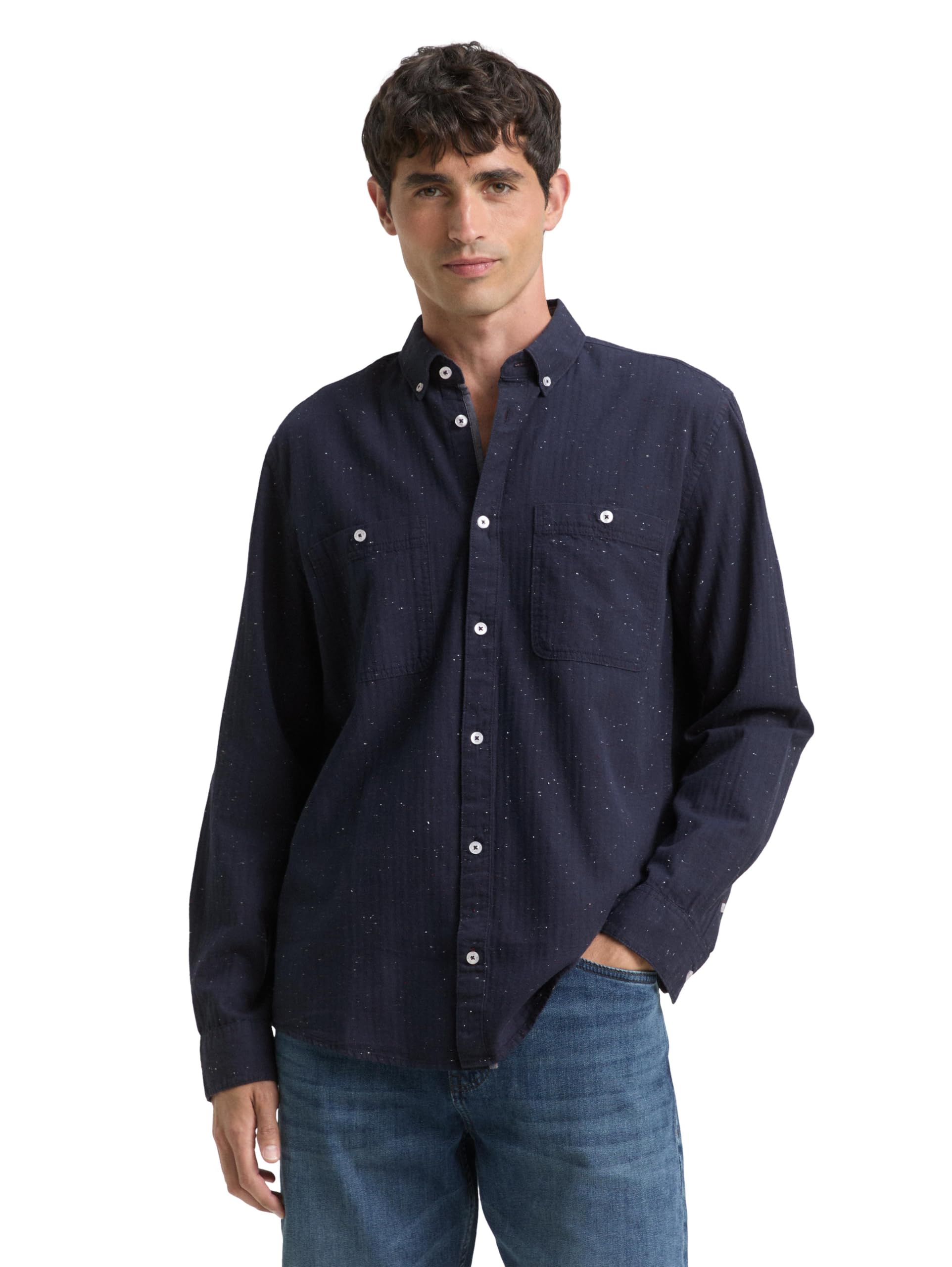 TOM TAILOR Herren Regular Fit Hemd in Melange-Optik