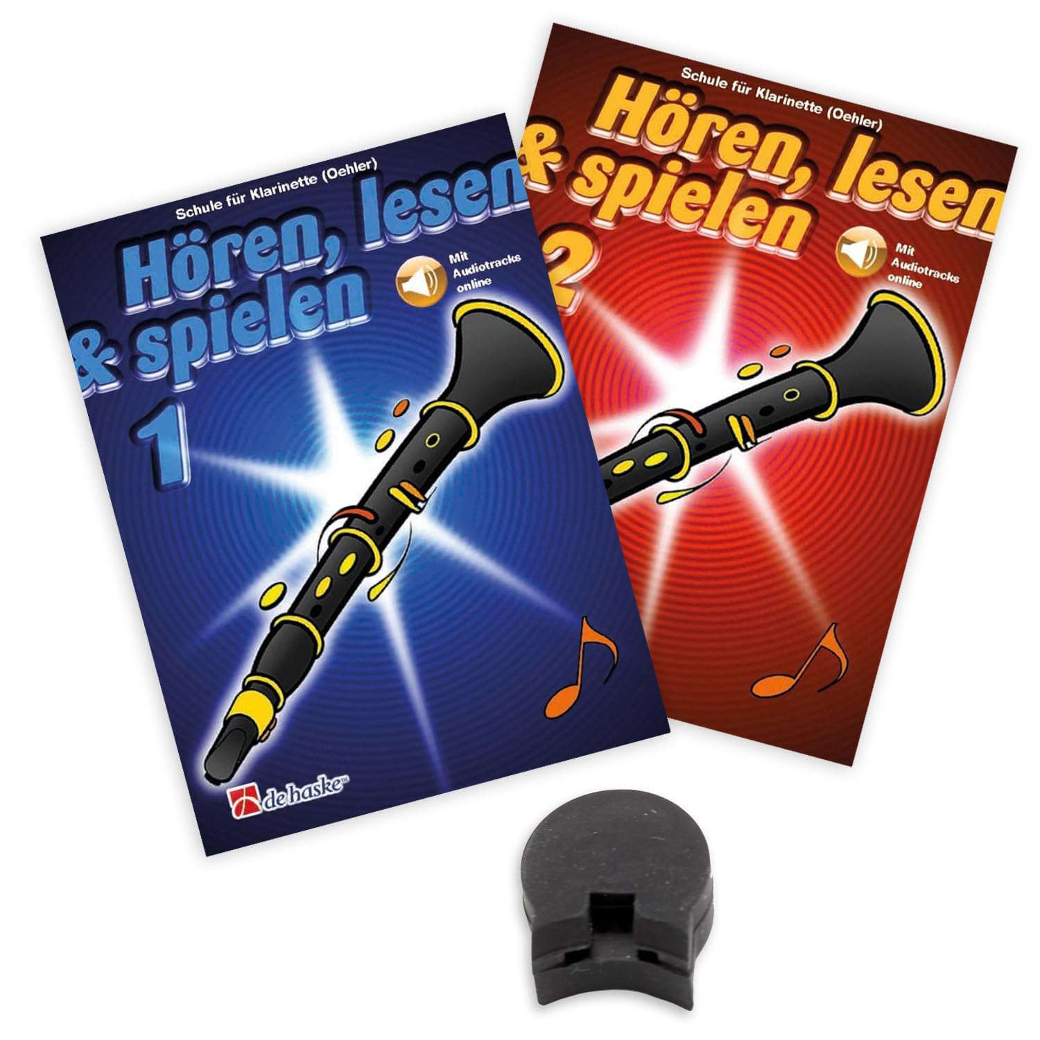 Hören, lesen & spielen - Die Klarinettenschule, Band 1 und Band 2 - mit Online Audio -von Jaap Kastelein -für Oehler-Klarinetten ISBN: 9789043162333 9789043162289 + Soundman Daumenschoner (Starterset)