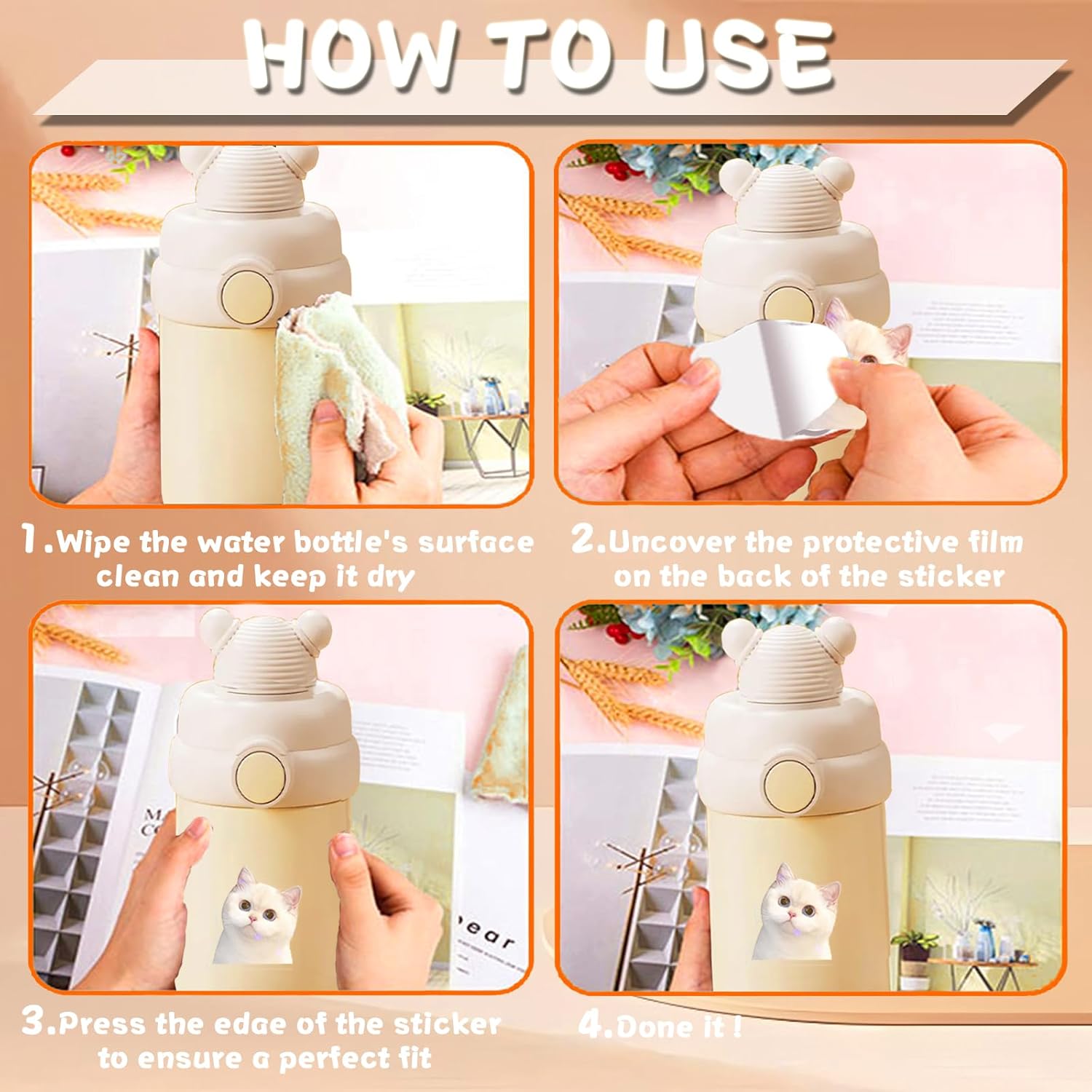 200 Pcs Funny Cat Stickers Cute Cat Meme Sticker for Adults Funny Holographic Glitter Animal Vinyl Waterproof Stickers for Water Bottles Laptops Phone Luggage Guitar - Image 4