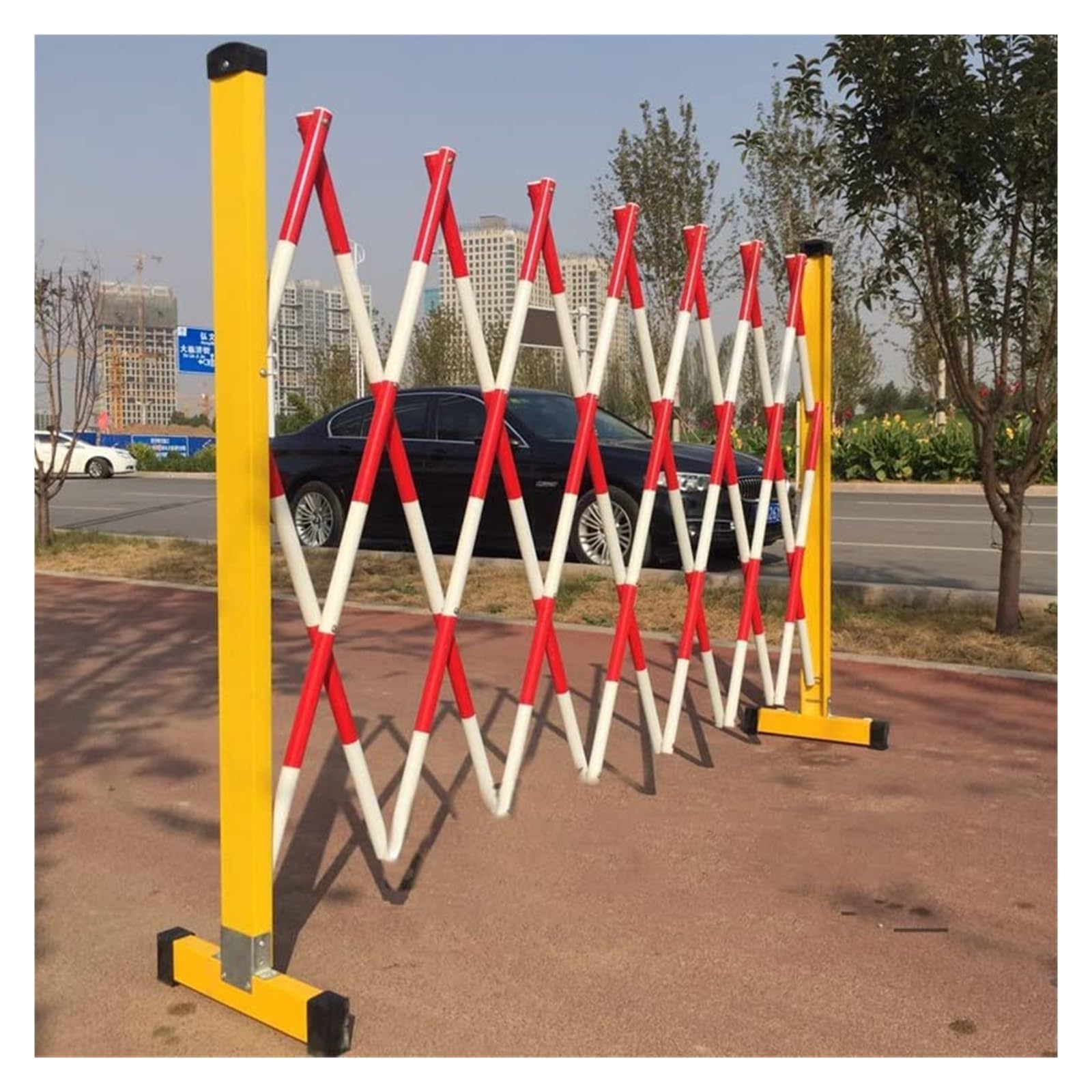 POLGDW Industrial Expandable Mobile Barricade School Parking Lot Highway Mall Traffic Fence (H120CM+L 500cm/16.4ft)