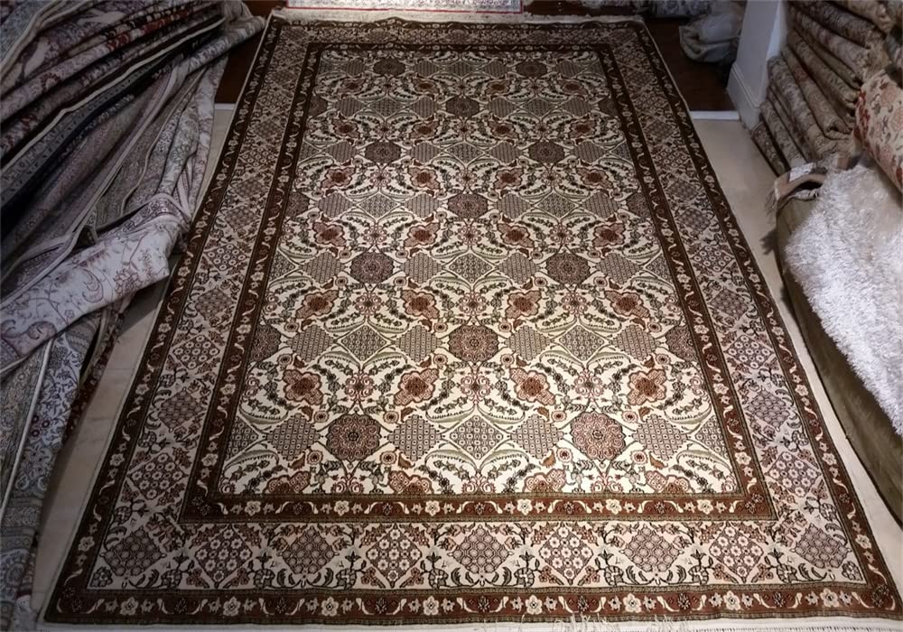 6ft x 9ft Pure Handmade Silk Carpets Classic Beauty Flower Living Room Bedroom Study Carpet