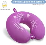 Oreiller de voyage en mousse de mémoire, forme U d'oreiller confortable, cou de soutien et tête pour soulager la fatigue, oreiller de cou portable adapté aux avions, trains, auto-conducteurs (Purple)