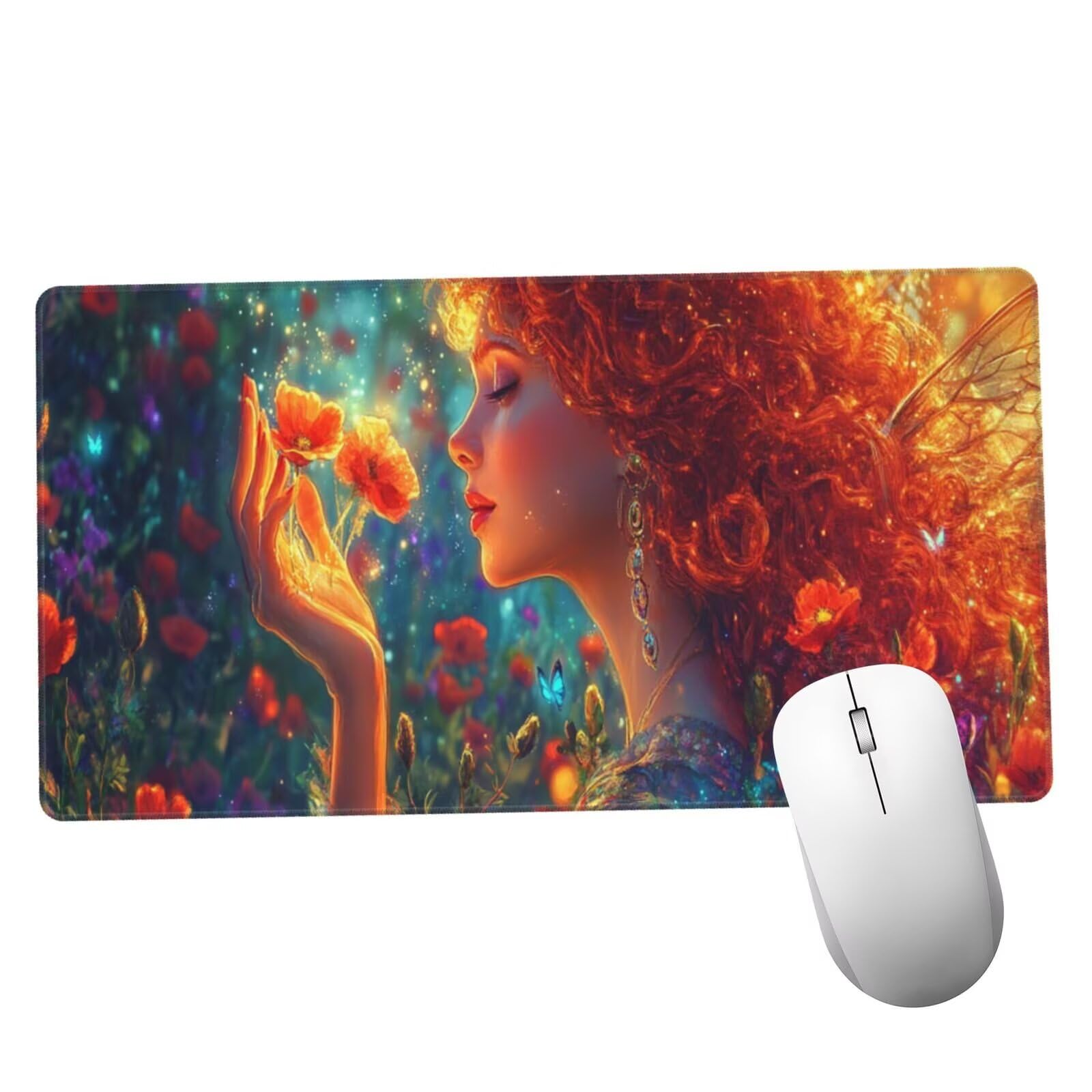 Żółta podkładka pod mysz XXL Beauty mata na biurko 1600 x 800 x 3 mm zmywalna podkładka do gier na laptopa, z antypoślizgową gumową podstawą do gier, PC, pracowników biurowych Y939