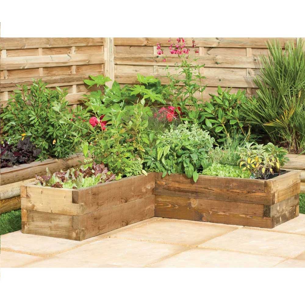 Forest Garden 1.3m x 1.3m Pressure Treated Wooden Garden Caledonian Planter, 200 Litre