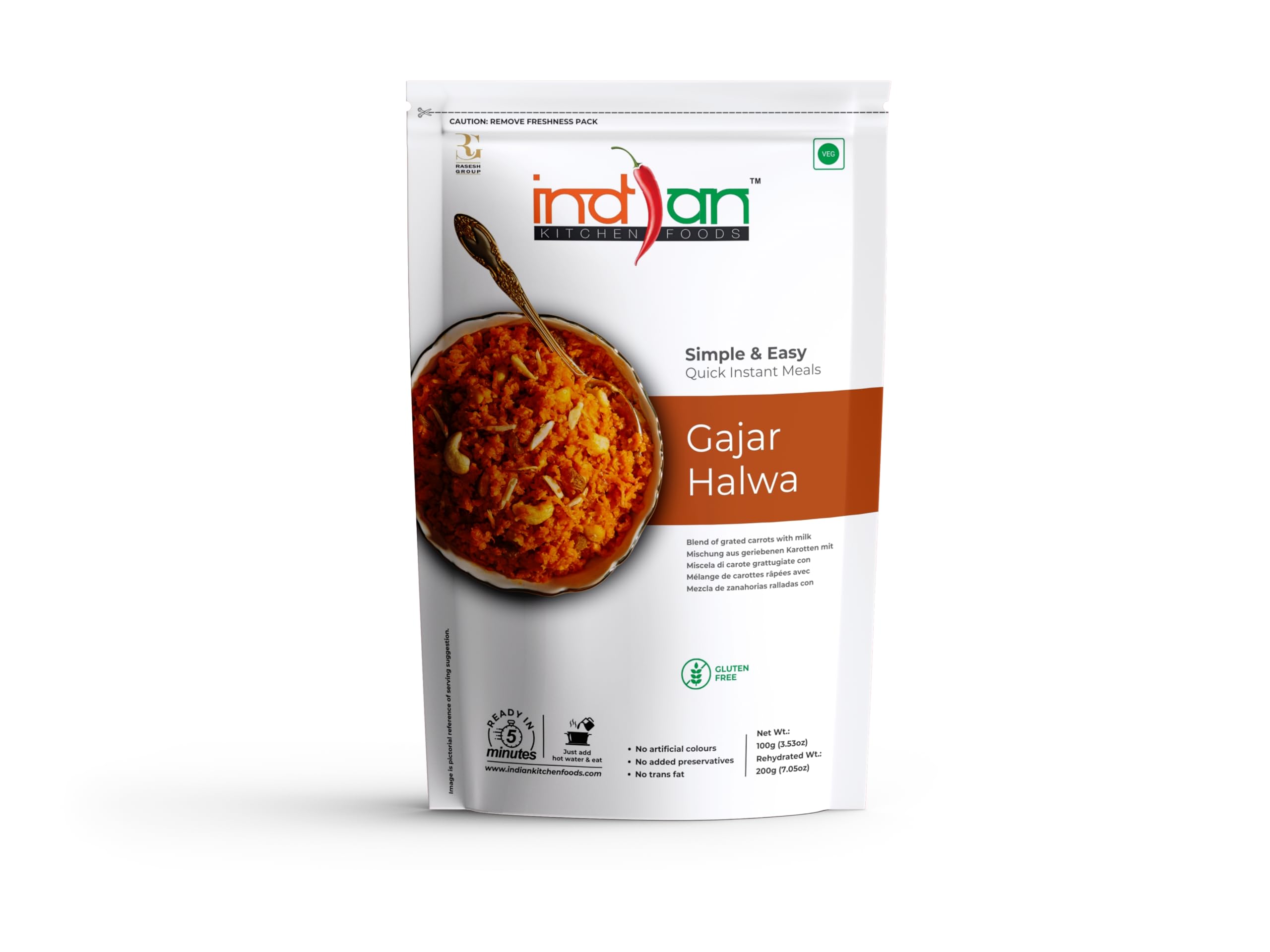 Indian Kitchen Foods Gajar Halwa, Freeze, Dried, Gluten-Free, Gourmet Indian Entrée, Ready-To-Eat, Vegetarian Dessert, 200 Gm (B075T4JP6F) Amazon Price History, Amazon Price Tracker