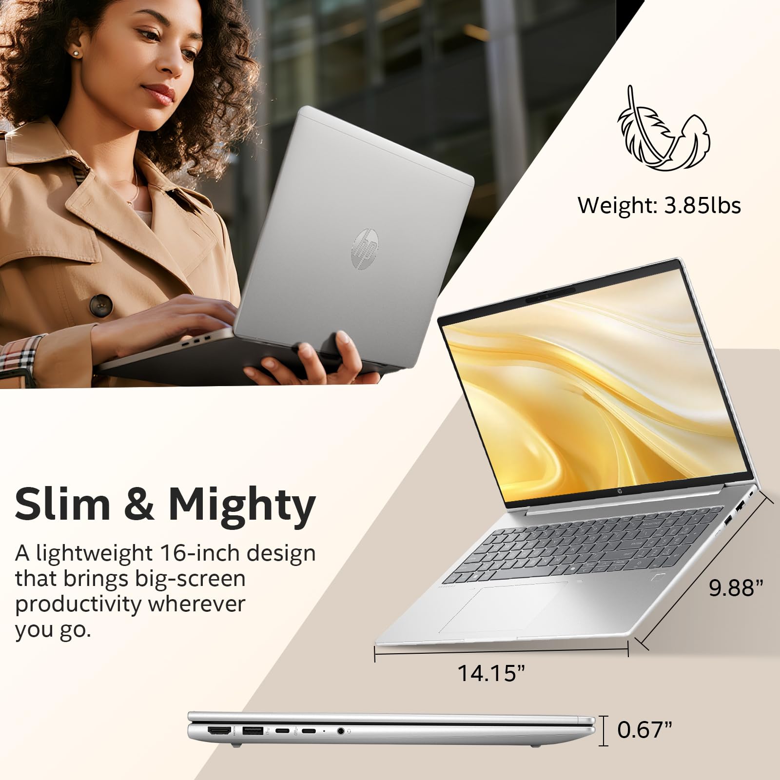 HP ProBook 460 G11 Business Laptop, 16" FHD Display, Intel Core Ultra 5 125U (Beats i7-1355U), 8GB DDR5 RAM, 512GB PCle SSD Lifetime Win 11 Pro with Al Copilot, Wi-Fi6, Wolf Security, Patented KB Kit