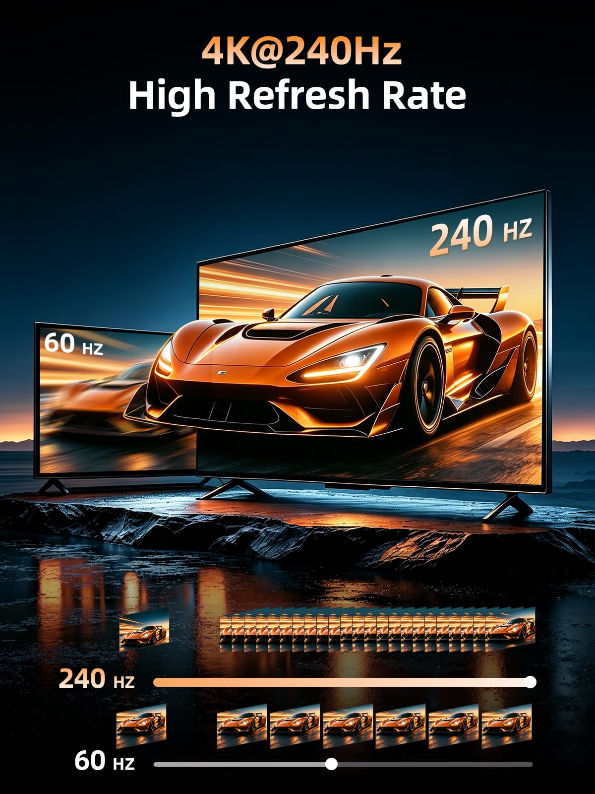 llano HDMI 2.1 Switch 8K@60Hz 5 in 1 out Switch | 48Gbps, 4K@120Hz/240Hz, HDR10+, Dolby Atmos, telecomando IR, compatibile con Apple TV, Xbox, Roku, ecc.