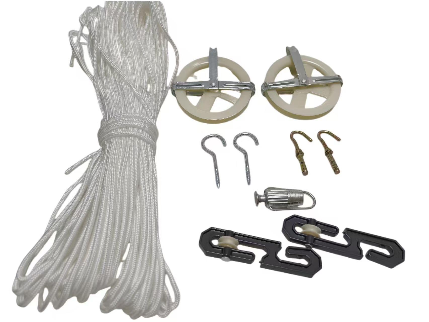 Wäscheleine für den Außenbereich, 12,7 cm Nylon-Wäscheleinen-Set, 45,7 m Outdoor-Wäscheleine, Wäscheleine, S-Spreizer, Haken und Wäscheleinenspanner