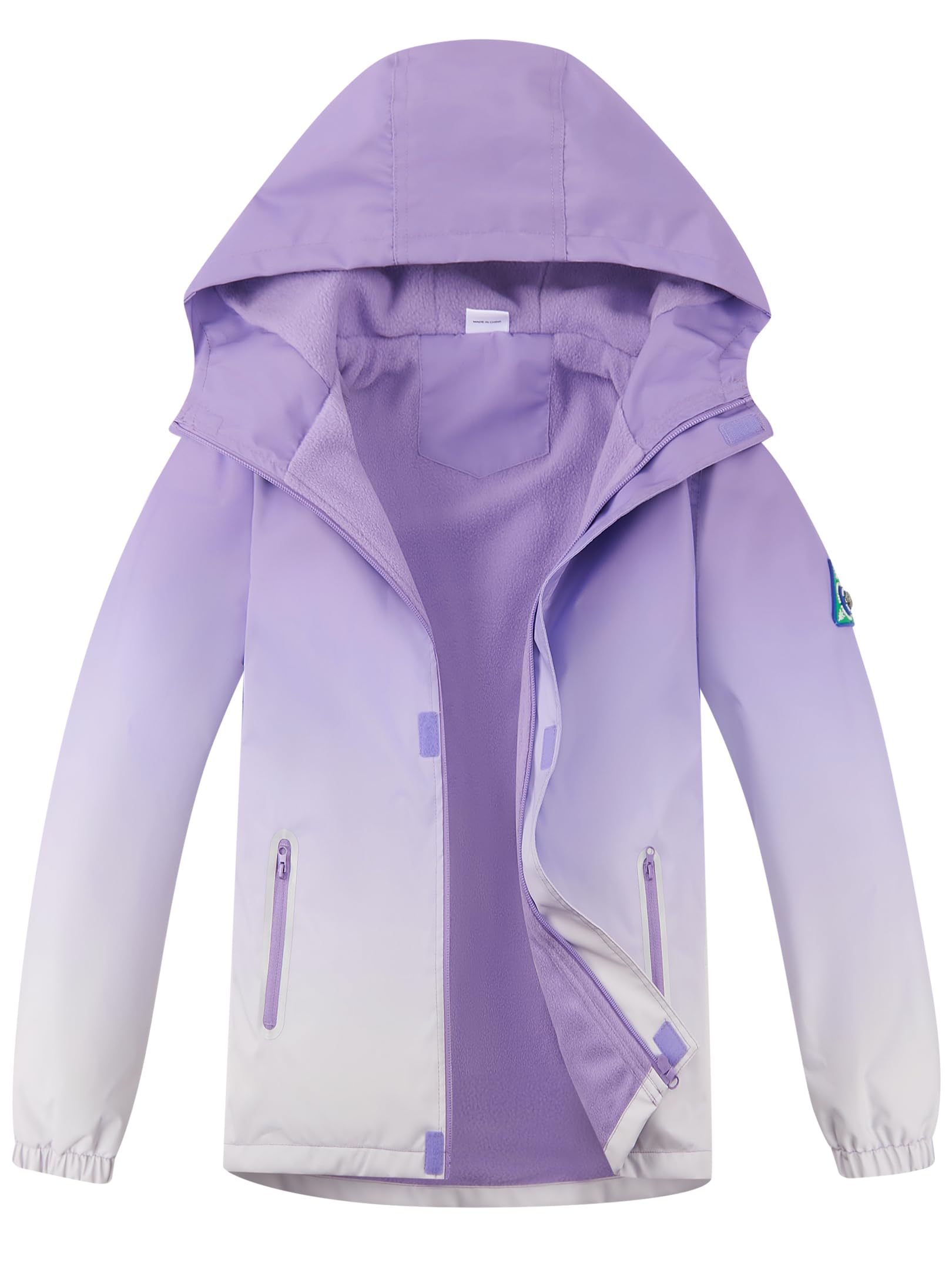 Regenjacken Mädchen Übergangsjacke Fleecegefütterte Windjacke Kapuzen Regenmantel
