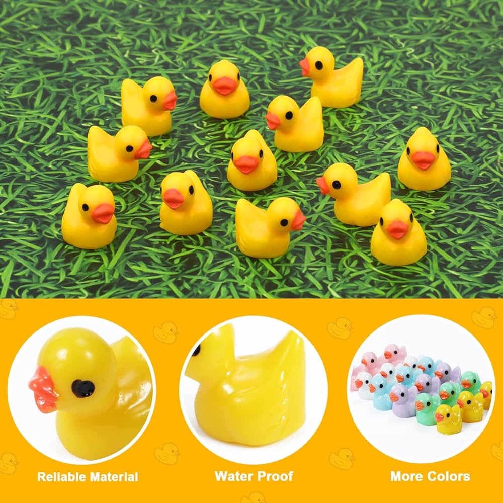 Mini Resin Ducks,190Pcs Tiny Ducks,Miniature Figures Micro Fairy Garden Landscape Aquarium Dollhouse Ornament For Potted Plants Dollhouse Home Decorations(Mixed Duck