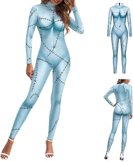 Christmas Sally Costume Women Movie Halloween Cosplay Bodysuit 3D Print Dress
