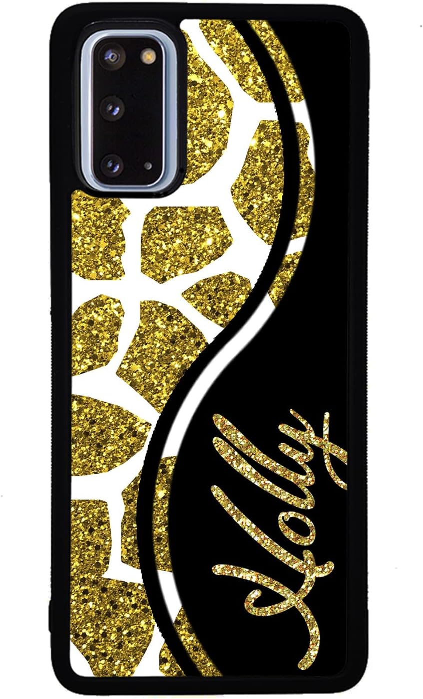 Giraffe Gold Personalized Black Rubber Phone Case Compatible With Samsung Galaxy S25 S25FE S25+ S25 Ultra S24 S24+ S24 Ultra S24FE, S23 FE S23+ Ultra S22 S22+