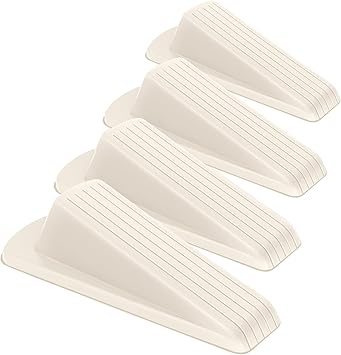 4 Pack Premium Rubber Door Stoppers Wedge, Door Stops for Carpet Heavy Duty Door, for Bottom of Door on Tile, Concrete, Carpet, Wooden Floor White