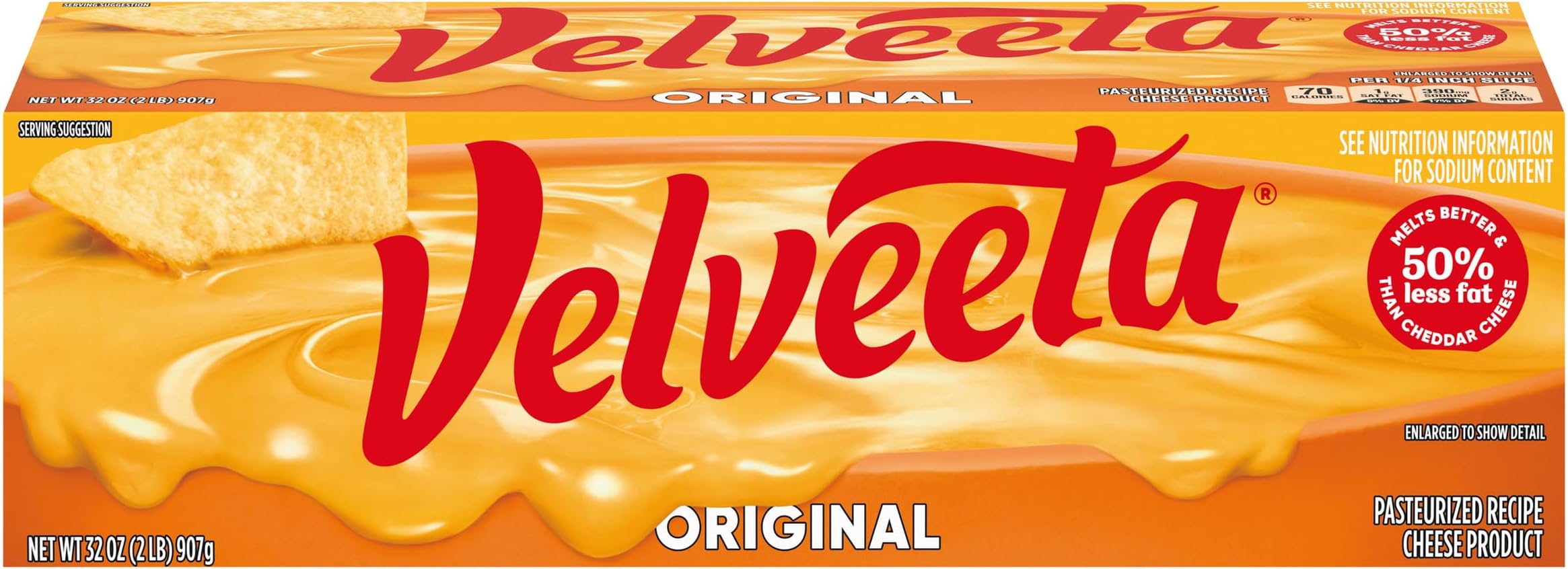Velveeta Original Pasteurized Recipe Cheese Product Classic Size, 32 oz Block