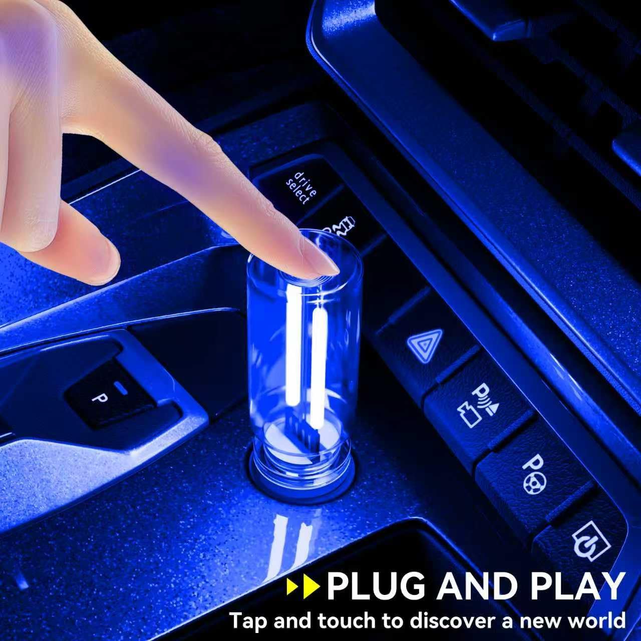 4 PCS USB Night Light Bulb,Touch Dimmable Retro Car Interior Ambient Light