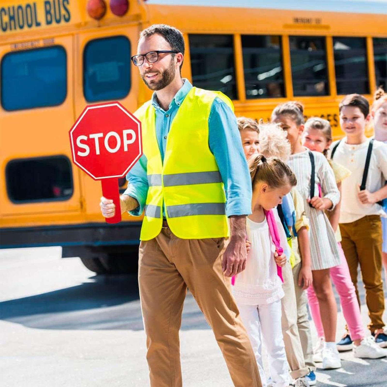 Segnale And Go - 10 Segnali Stradali | Paletta Avviso Impermeabile Doppia Faccia con Manico per Controllo Parcheggio Traffico e Attività Sicurezza Bambini