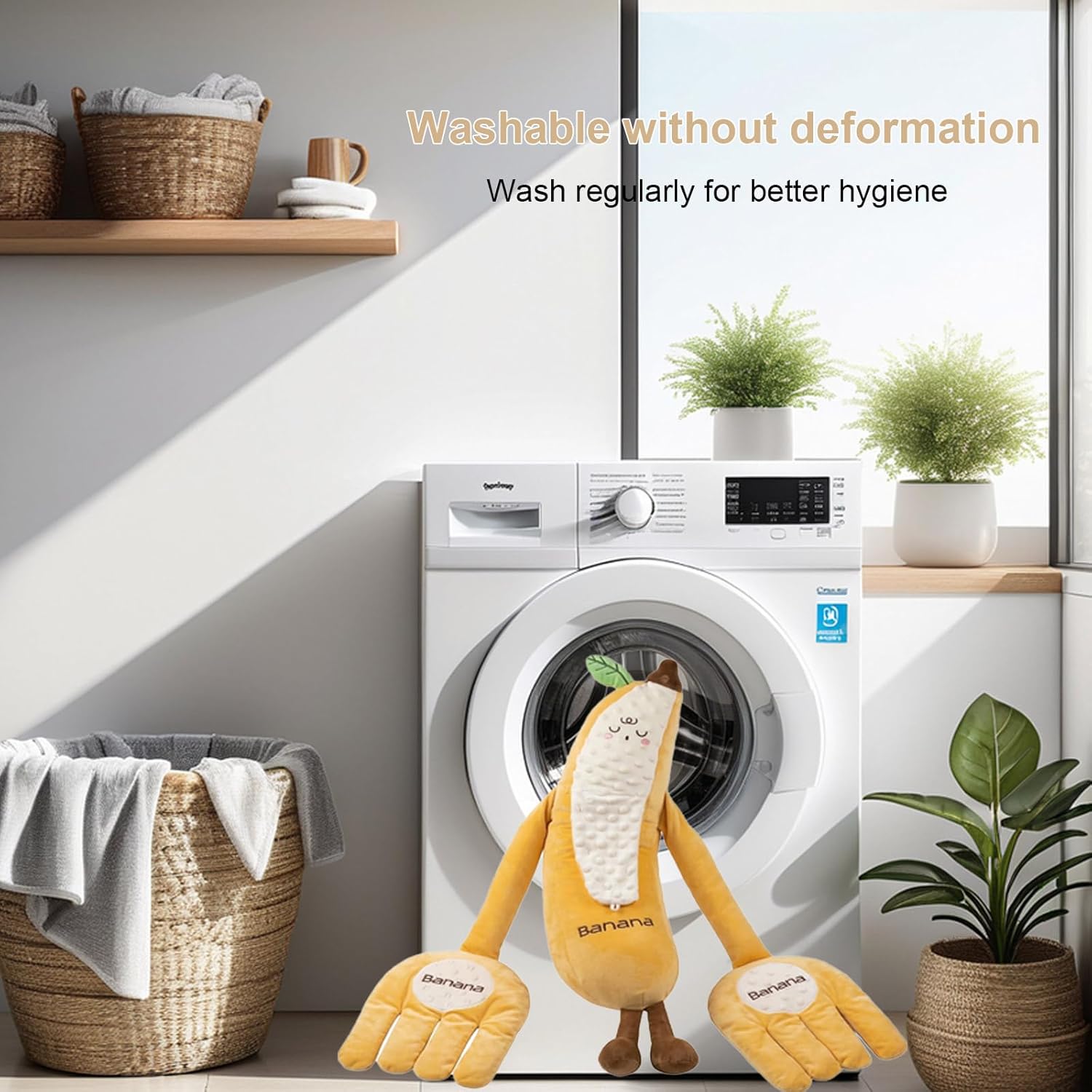 FOLAI Patting Pillow Soother, Interactive Electronic Pet Plush Toy, Soothing Plush Gift, Perfect for Birthdays, Mothers ＆ Expectant Mothers (Banana)