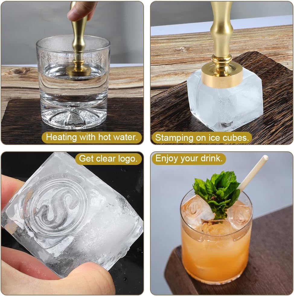 Ice Cube Stamp for Cocktails Ice Stamp Brass Head with Handle, Ice Branding Stamp for Ice Cubes Cocktail Whiskey Drinks Party Wedding Making DIY Crafting (Letter S)