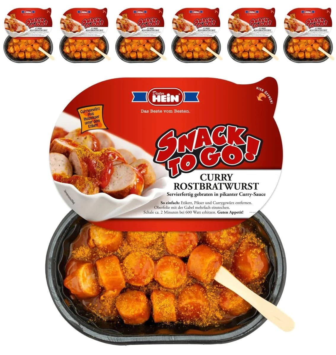 Curry Rostbratwurst in Sauce mit Currypulver & Pikser - 6 x 200g Schale von Dieter Hein
