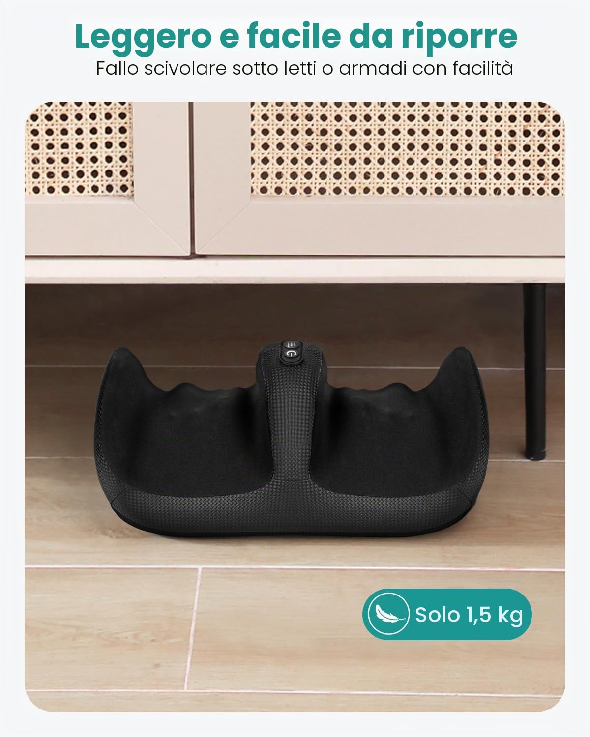 Nekteck Massaggiatore per piedi con calore, macchina per massaggio shiatsu per piedi profondo, compressione dell'aria, migliora la circolazione sanguigna e il benessere del piede (Nero)