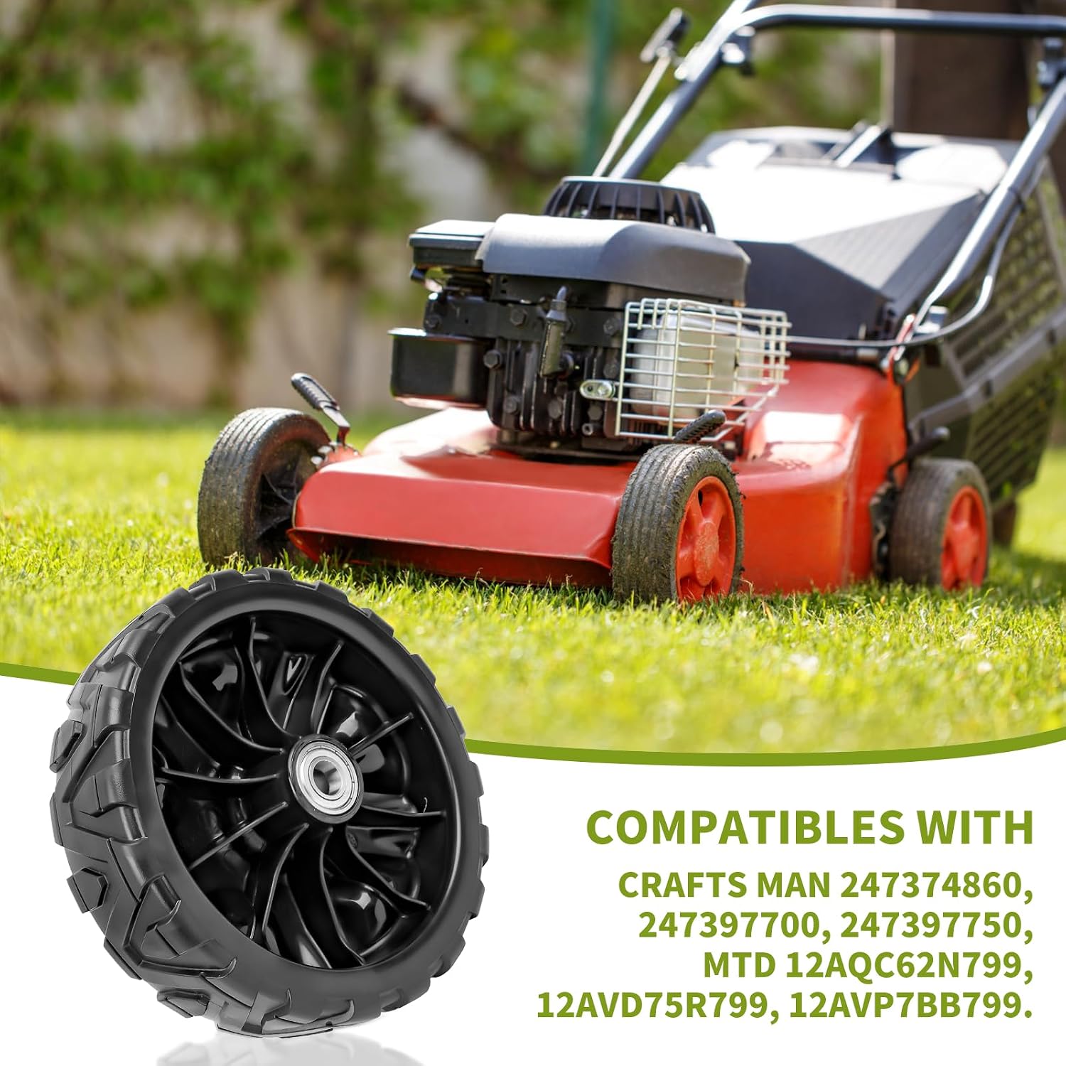 634-04733 7" Lawnmower Wheel Compatibles with Cub Cad et Walk-Behind Mower, Mower Drive Wheel Compatibles with 12ABC62J709, 12ABC62J709 SC 500 Z, 12ABC62J710, 2 Pack
