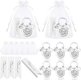 6 Set Thank You Gifts Coworker Leaving Gift Include Never Forget the Difference You've Made Keychains Drawstring Organza Bags