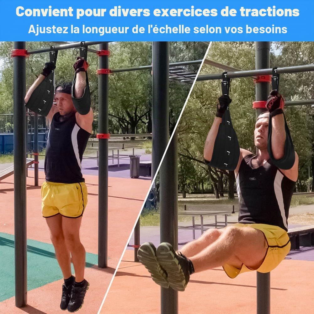 AUYAO Boucles pour Abdominaux, Sangles de Bras Suspendues avec Mousqueton et Rembourrées, Slings pour Barre de Traction, Appareils D'entraînement Abdominaux pour Hommes Femmes