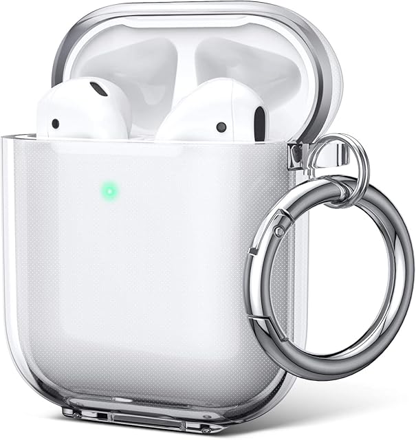 ULAK Compatible with Airpods Case Cover, Clear Soft TPU Airpod 1 & 2nd Generation Case for Women Girls Men Boy Design Protective Shockproof Case with Keychain for AirPod 2 & 1, Transparent