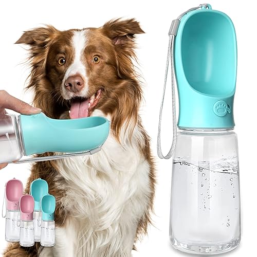 Kalimdor Dog Water Bottle, Leak Proof Portable Puppy Water Dispenser with Drinking Feeder for Pets Outdoor Walking, Hiking, Travel, Food Grade Plastic (19oz Blue) - 19oz Blue