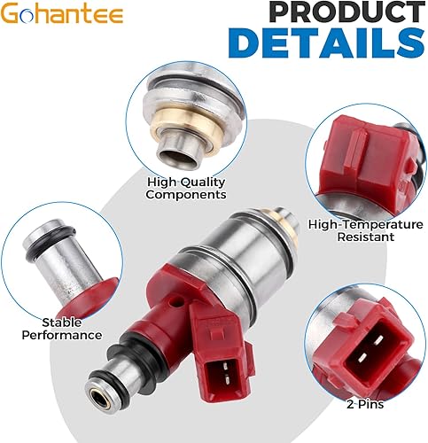 Miniatura 2 de gohantee Inyectores de combustible 16600-86G00 Reemplazo para Nissan Pickup 2.4L 1995 D21 2.4L 1990-1994 JS2-1 16600-86G10 Paquete de 4