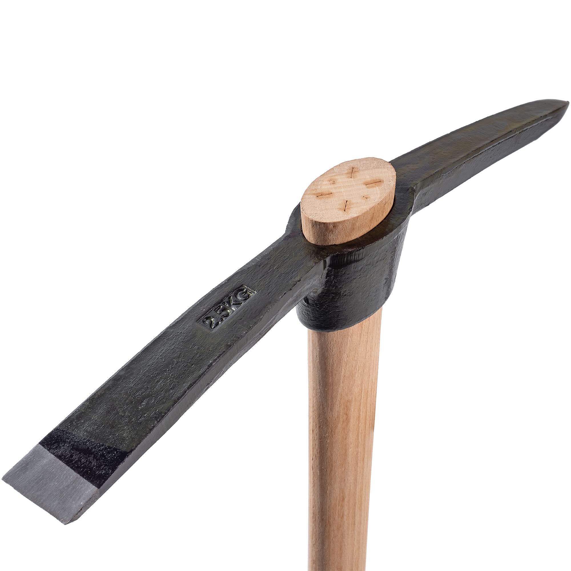 KADAX Puntige haak met houten handvat, punthaak van duurzaam staal, kruishaak met dubbele kop, universele puntenslijper, haak voor het losmaken van de bodem (lengte: 90 cm