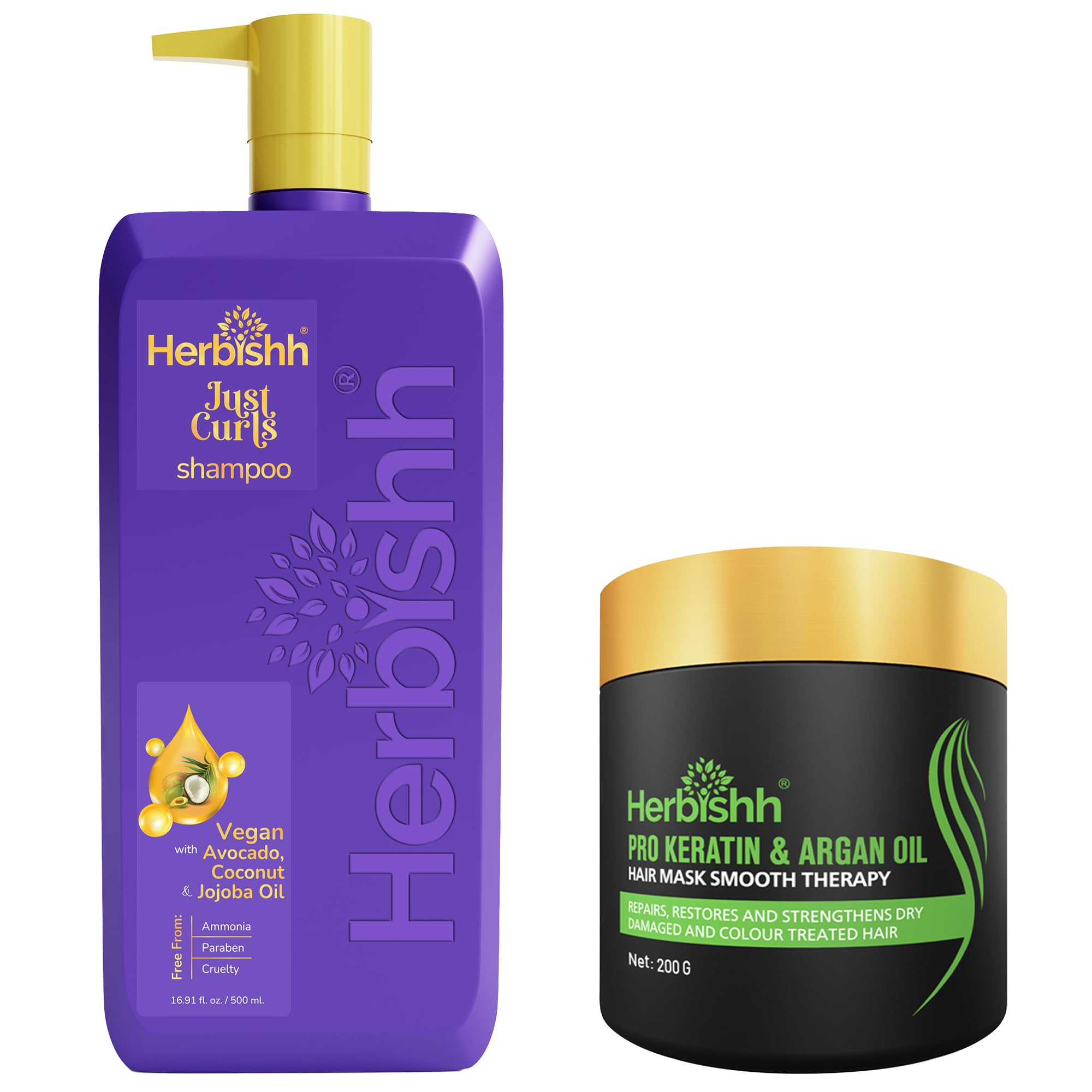 Herbishh Just Curls Shampoo Shampoo for Curly, Wavy & Frizzy Hair (500 ml) + Argan Hair Mask for Dry & Damaged Hair Repair 200 ml-image-41