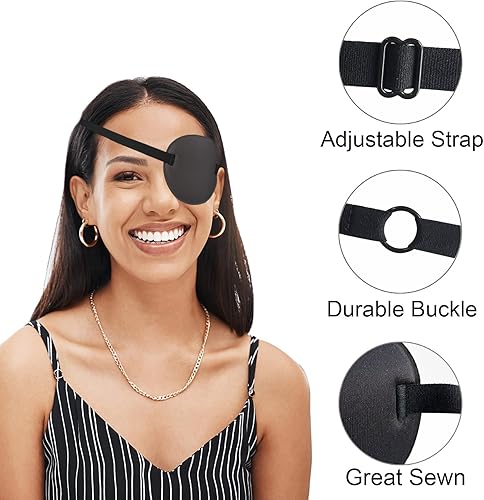 Vista 11 de 2 parches oculares, parches médicos para adultos, parche ocular 3D ajustable, parches suaves para ojos perezosos para ojos izquierdo o derecho