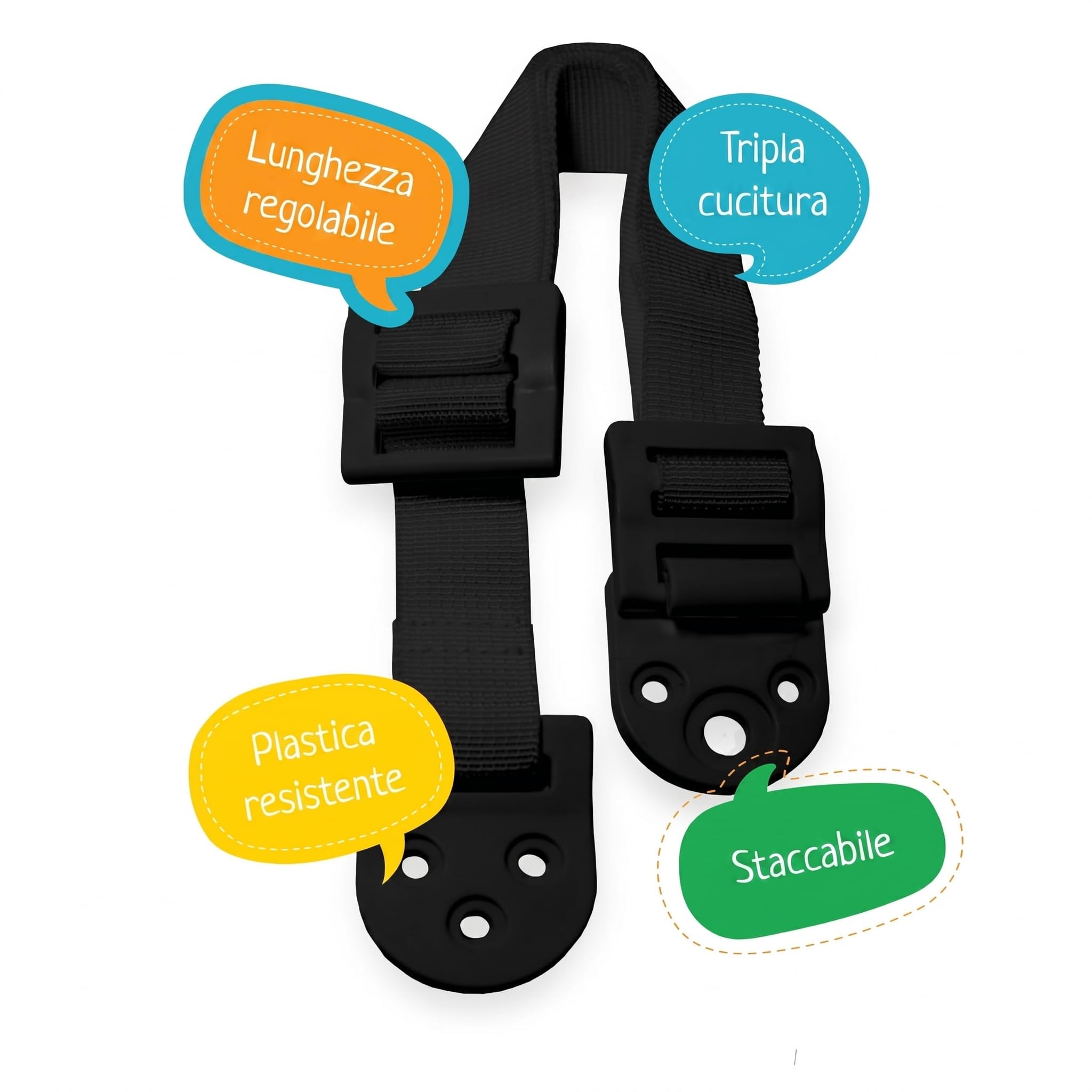Antiribaltamento Mobili Set 8 Cinghie Ancoraggio per TV e Cassettiere - Kit Sicurezza Bambini con Cinghia Regolabile Resistente per Fissare Scaffali Librerie Armadi a Parete, Nero