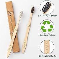 Vista 2 de Cepillos de dientes de bambú biodegradables, paquete de 10 unidades, ecológico, cepillo de dientes de madera natural, sin BPA, tamaño de viaje