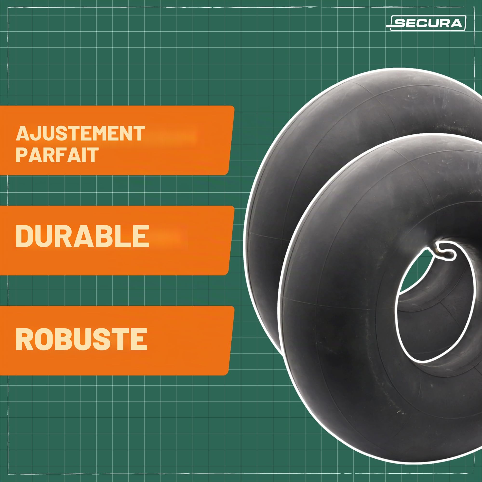 SECURA 2x pneus avec chambre à air 18x8.50-8 compatibles avec divers tondeuses à gazon autoportées