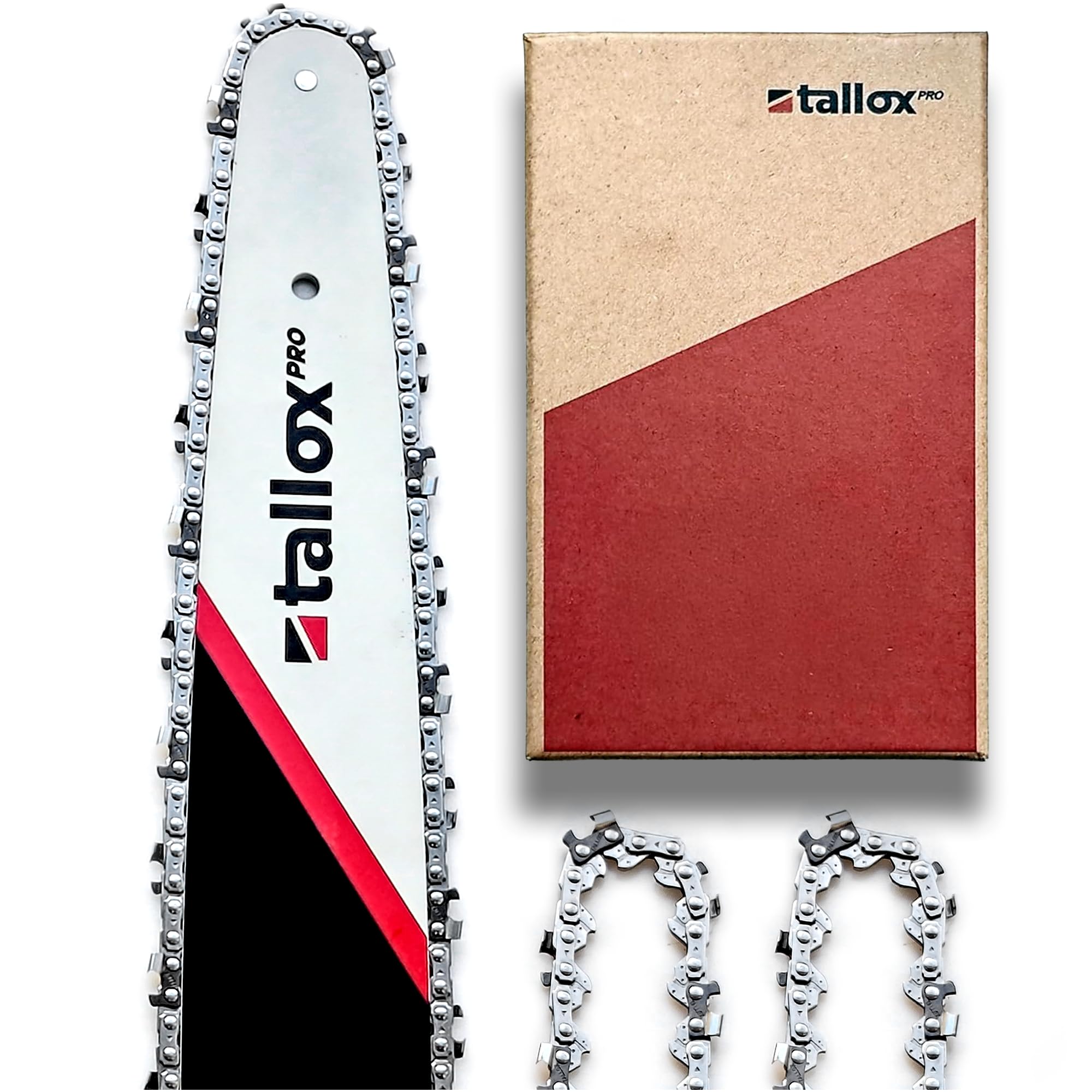 tallox Profesjonalny miecz i 3 łańcuchy do piły 3/8" 1,1 mm, 50 ogniw napędowych, wersja 2024, ramię zwrotne, kompatybilne z Stihl..