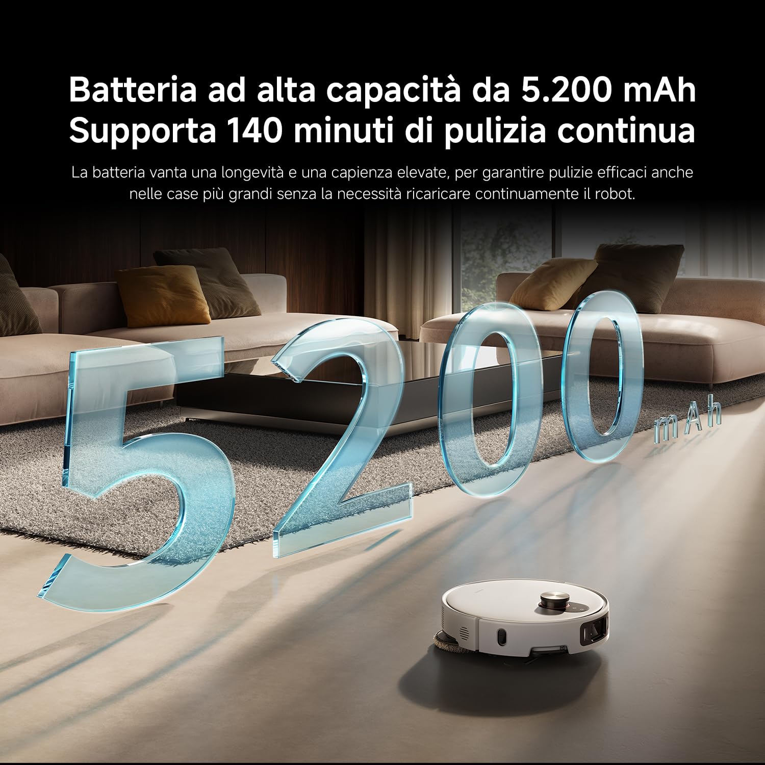 XIAOMI Robot Vacuum 5 Pro, Aspirazione potente da 20000Pa, evitamento ostacoli con AI, riconoscimento intelligente dello sporco, navigazione laser intelligente dToF con sollevamento automatico