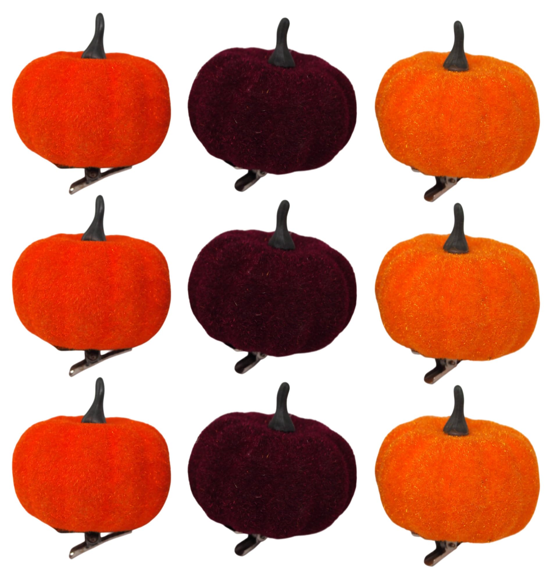 Gem Imports Clip-On Felt Pumpkin Craft Decorations 6Cm - Set Of 9