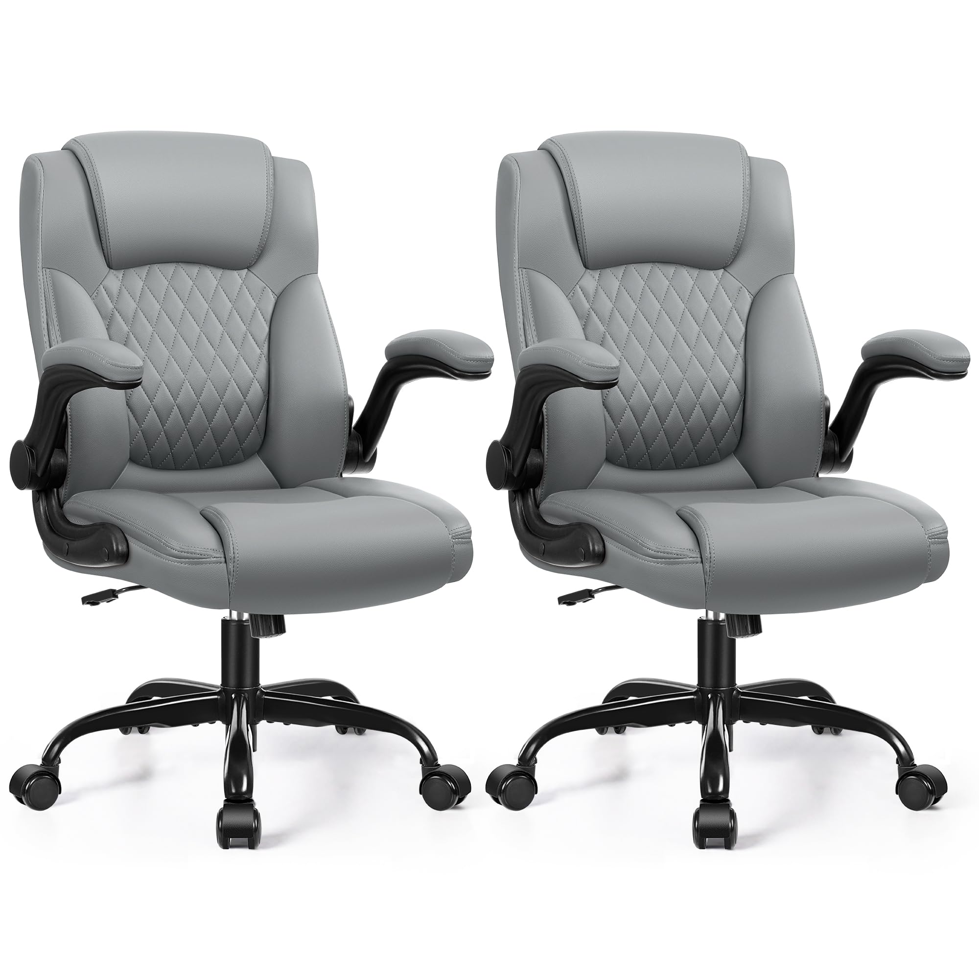 Leather Office Chair, PU Home Computer Desk Chairs with Ergonomic Back Support, 360°Swivel Free，Small Gaming Chair with Wheels and Adjustable Armrests, for Short People Use