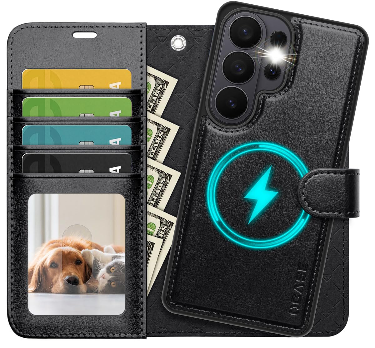 OCASE for Samsung Galaxy S26 Ultra Detachable Wallet Case with Card Holder, [2 in 1] PU Leather Flip Folio Case with RFID Blocking Stand Wrist Strap Shockproof Phone Cover 2026, Black