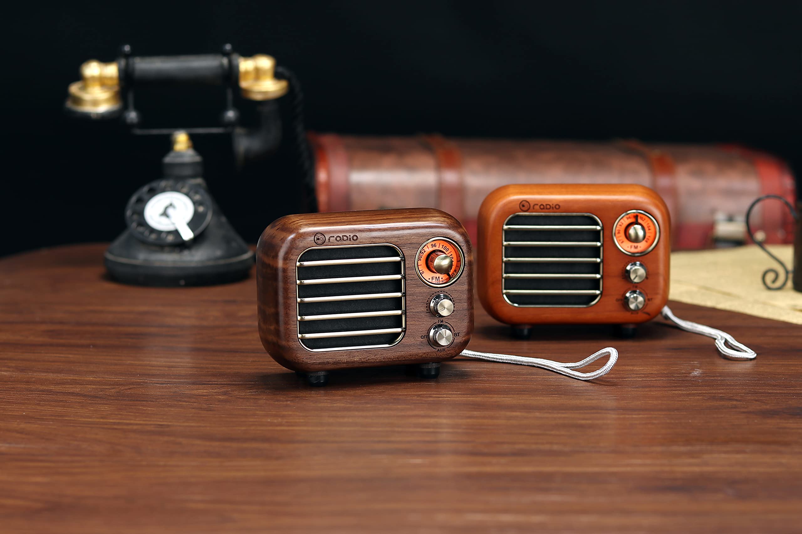 Mini Enceinte Bluetooth Favorever – Design Vintage Brun Foncé – Compacte Et Neuve