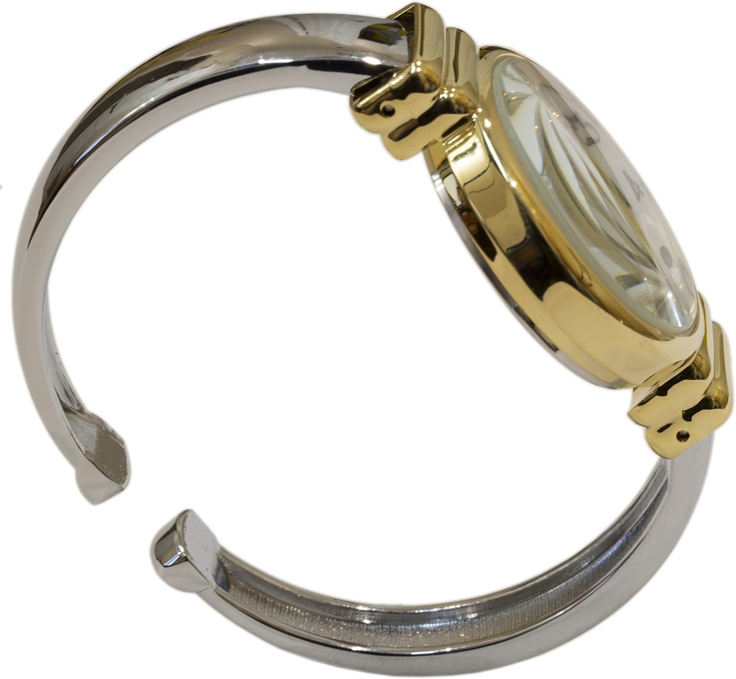 Rosemarie Collections Women's Mother of Pearl Metal Cuff Watch (Two Tone) - Image 4