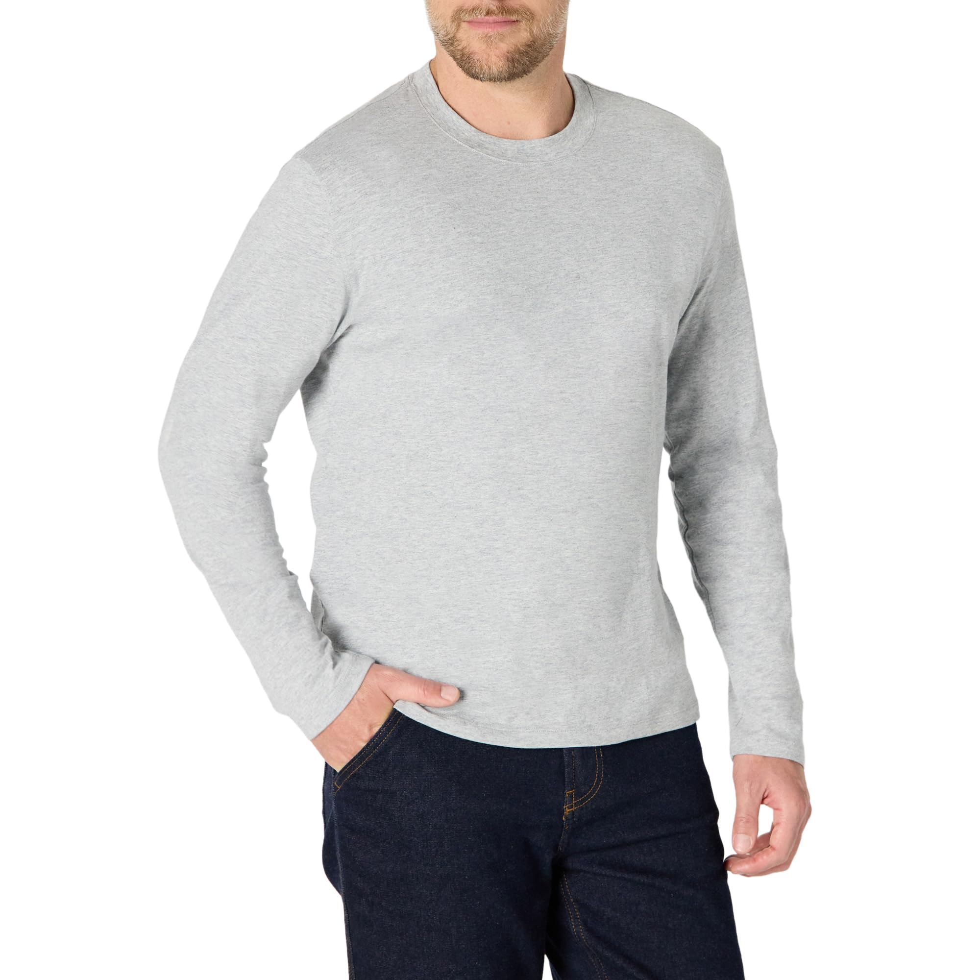 Amazon Essentials Men's Relaxed Fit Long Sleeve T-Shirt, Medium Grey Heather, X-Large