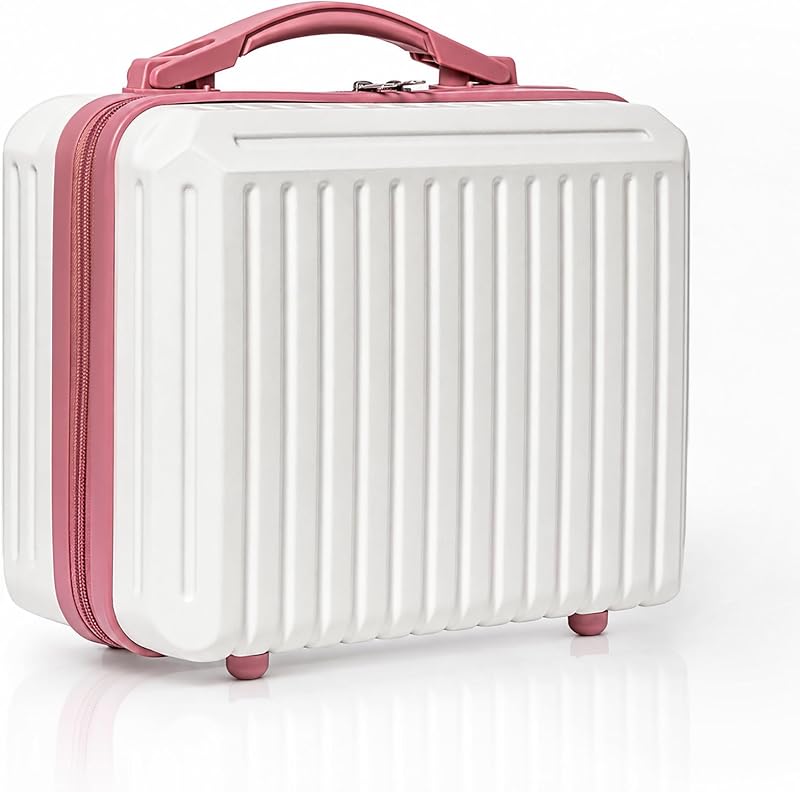 JZRSuitcase Maleta de maquiagem com estrutura rígida, 13 polegadas, organizador de viagem com alça para mala