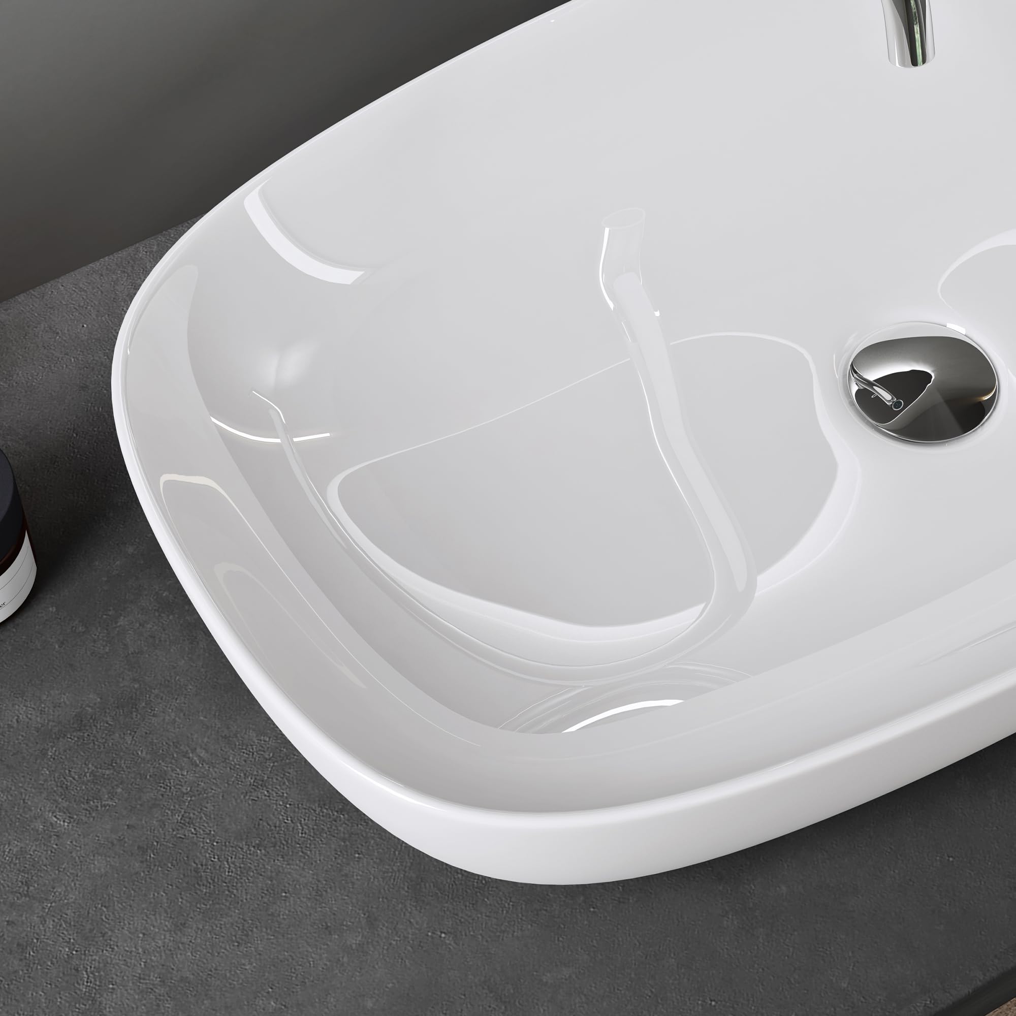 doporro Aufsatzwaschbecken Keramik Gäste-WC Waschbecken Waschschlae 50cm weiß glänzend Handwaschbecken Waschplatz Brüssel104